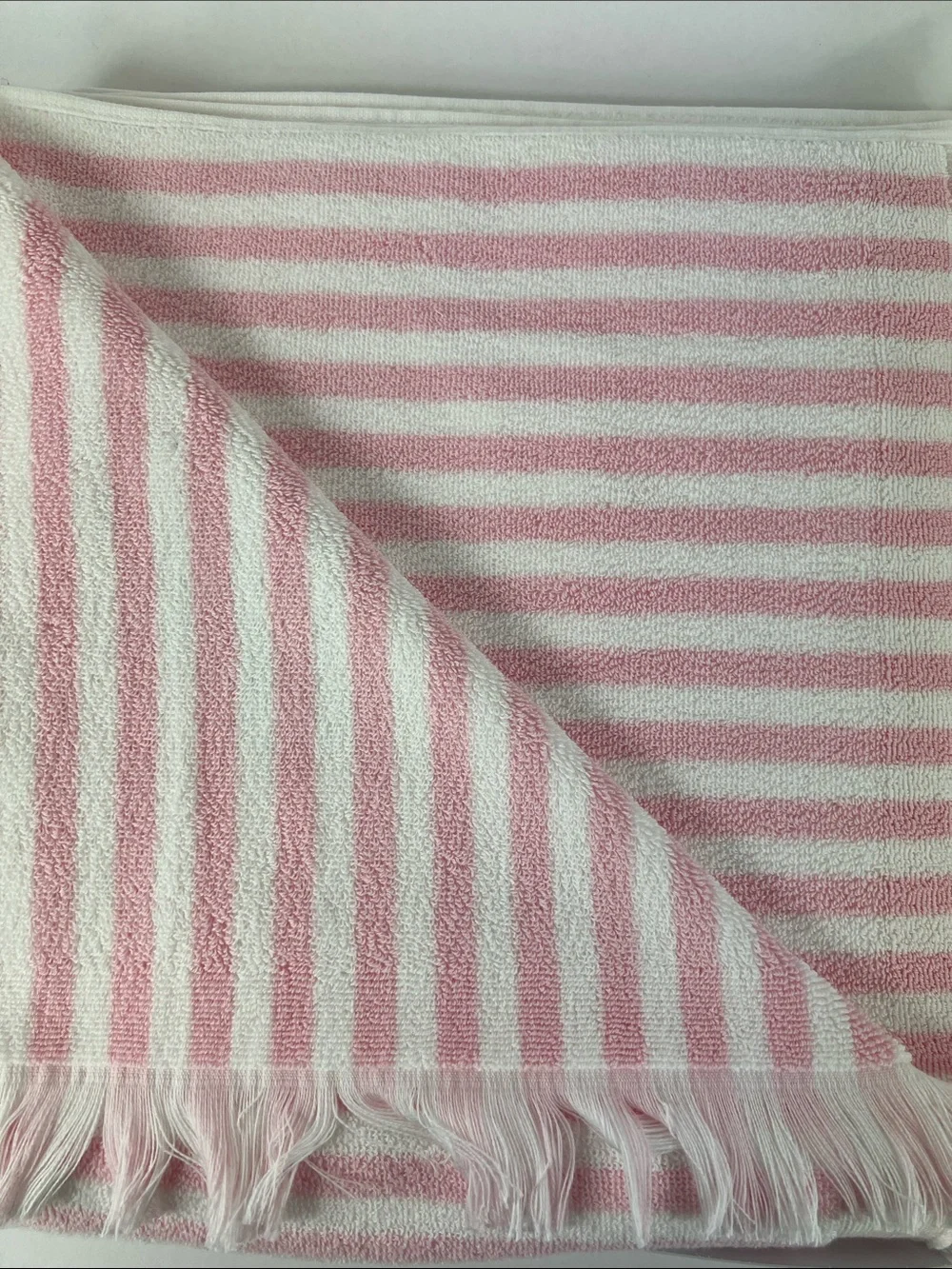 Kassaspa Pink & White Striped Turkish Bath Towel Soft Cotton Plush 1 Pc NEW